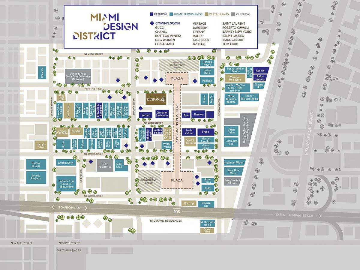 kaart van Miami design district