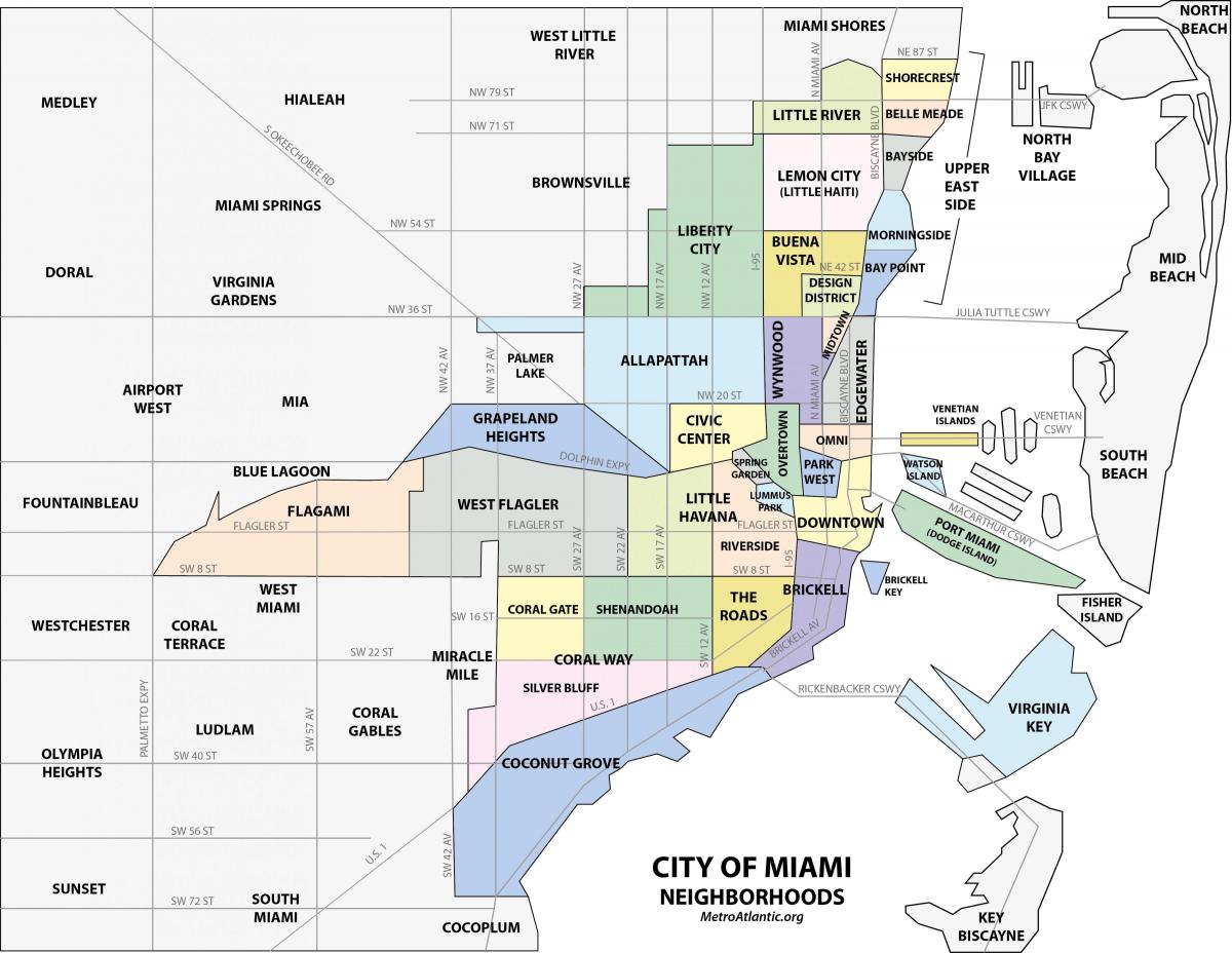 kaart van Miami-gebied