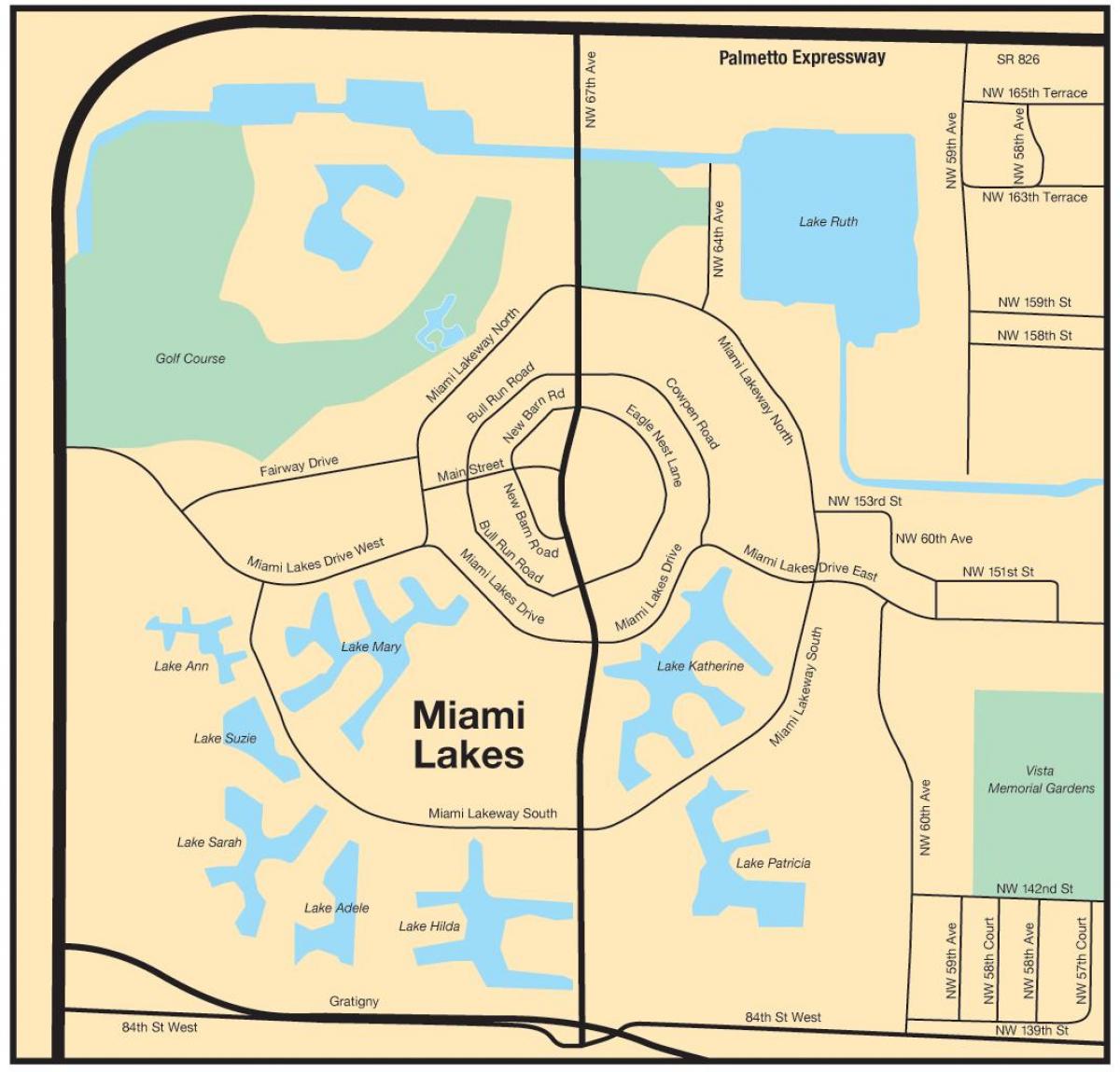 kaart van Miami lakes