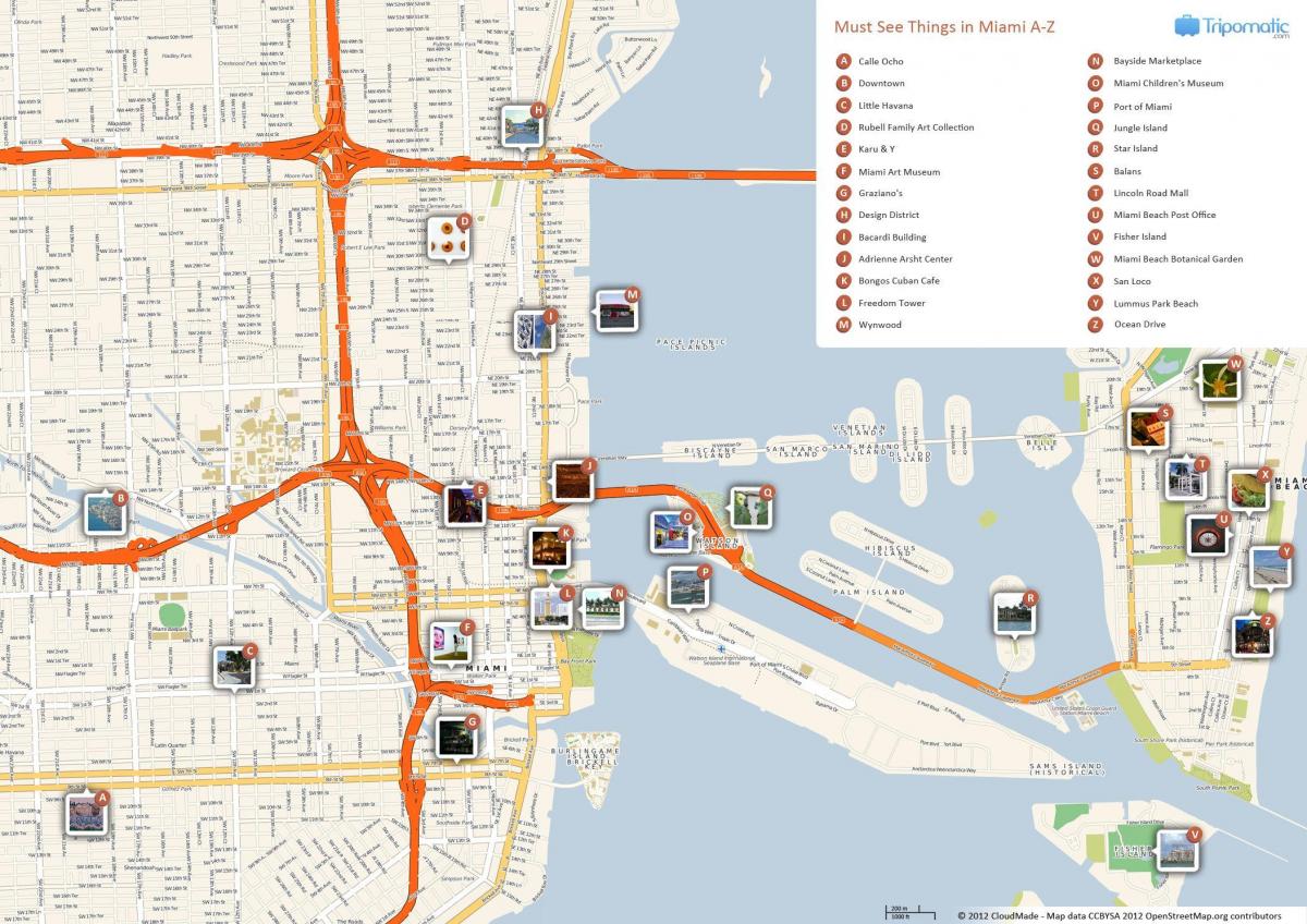 toeristische kaart van Miami